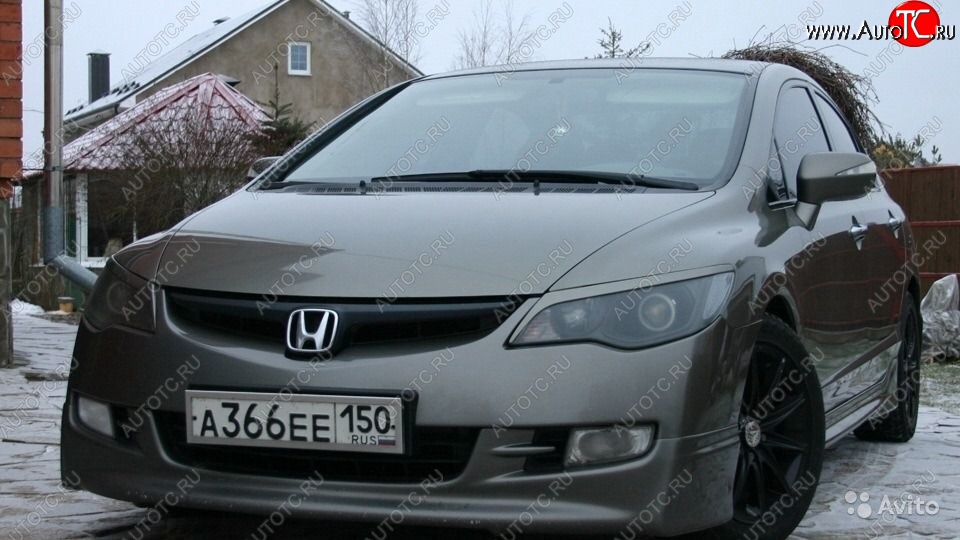 649 р. Реснички на фары Style  Honda Civic  FD (2005-2011) седан дорестайлинг, седан рестайлинг (Неокрашенные)  с доставкой в г. Пермь