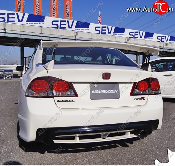 8 649 р. Задний бампер с элероном TYPE R DESIGN Honda Civic FD седан дорестайлинг (2005-2008) (Неокрашенный)  с доставкой в г. Пермь