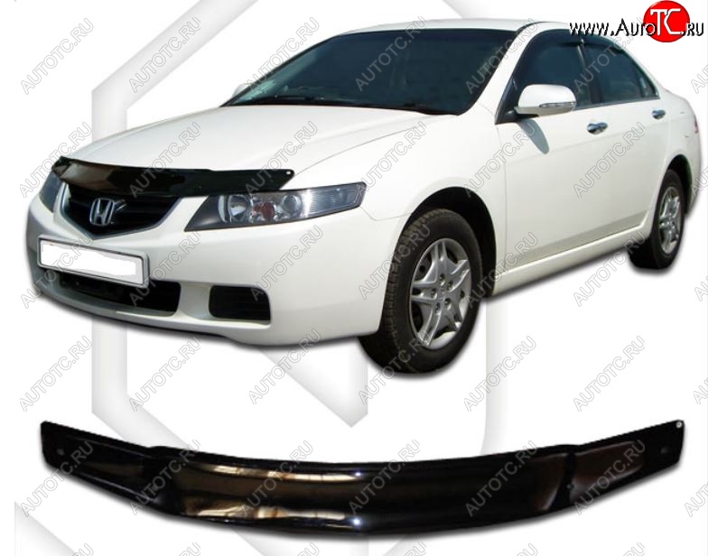 2 799 р. Дефлектор капота (CL-8 CL9) CA-Plastic Honda Accord 7 CL седан дорестайлинг (2002-2005) (серия Classic черный, Без надписи)  с доставкой в г. Пермь
