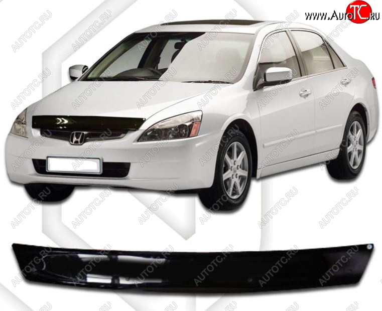 2 599 р. Дефлектор капота (Американская версия) CA-Plastiс Honda Accord 7 CL седан дорестайлинг (2002-2005) (серия Classic черный, Без надписи)  с доставкой в г. Пермь