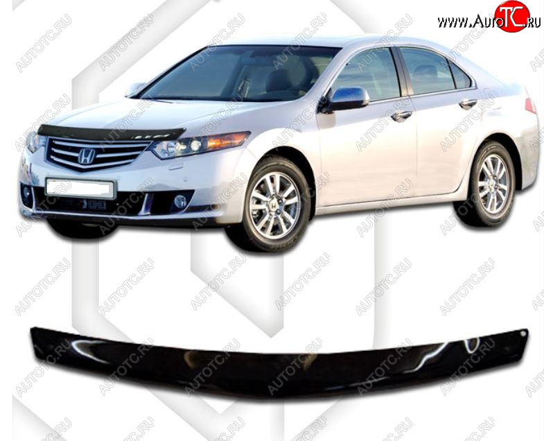 1 899 р. Дефлектор капота CA-Plastic  Honda Accord  8 CU (2008-2011) седан дорестайлинг (Classic черный, Без надписи)  с доставкой в г. Пермь