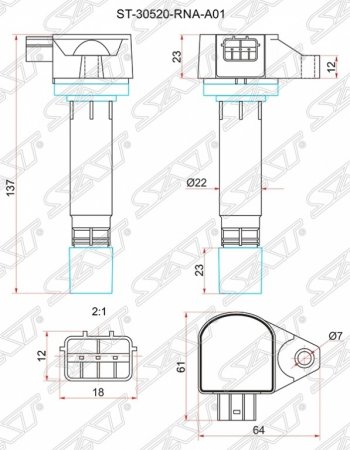Катушка зажигания SAT Honda Civic FD седан дорестайлинг (2005-2008)
