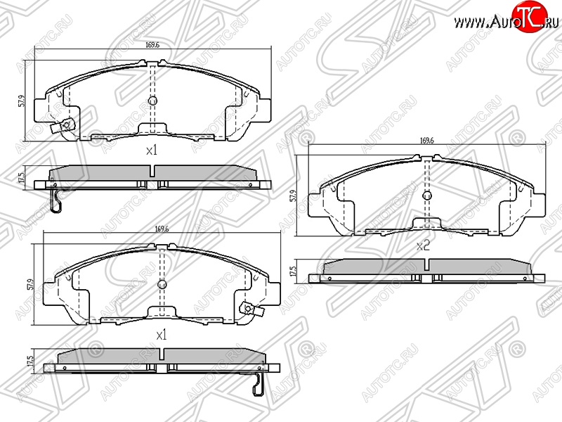 1 199 р. Колодки тормозные SAT (передние) Honda Accord 8 CU седан дорестайлинг (2008-2011)  с доставкой в г. Пермь