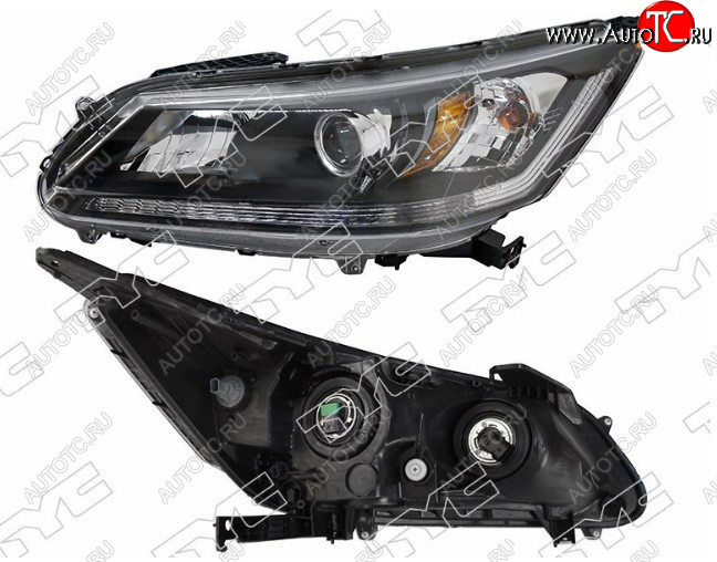 5 299 р. Левая фара передняя TYC (диодная полоса, Евросвет) Honda Accord 9 CR седан дорестайлинг (2013-2016)  с доставкой в г. Пермь