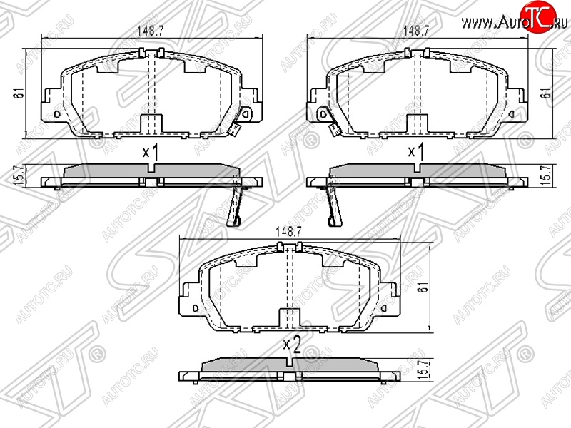 1 199 р. Колодки тормозные SAT (передние) Honda Accord 8 CU седан дорестайлинг (2008-2011)  с доставкой в г. Пермь