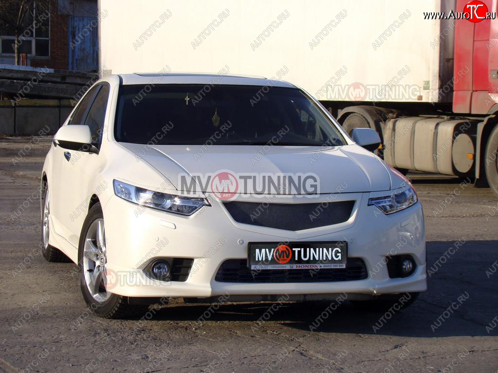 4 399 р. Решётка радиатора Sport  Honda Accord ( 8 CU,  8 CW) (2011-2013) седан рестайлинг, универсал рестайлинг (С сеткой, Неокрашенная)  с доставкой в г. Пермь