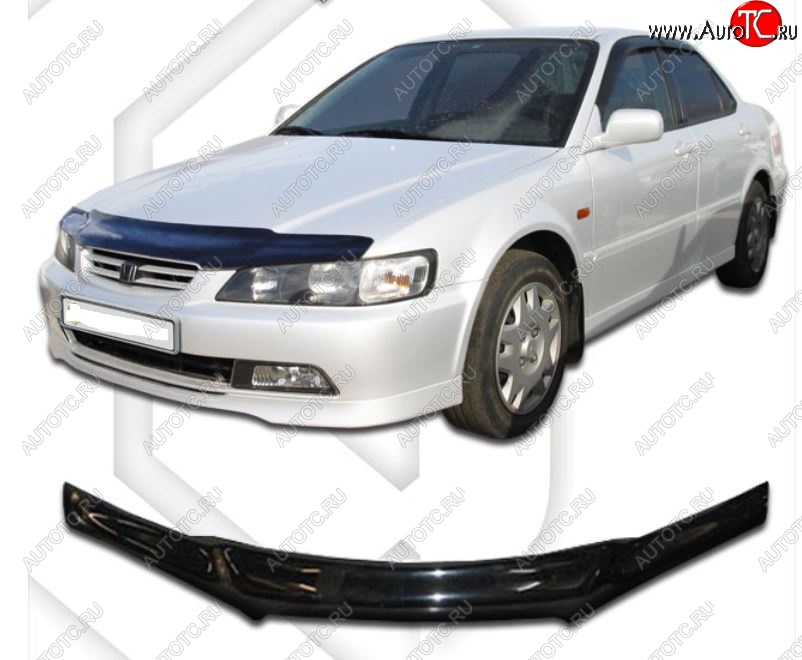1 999 р. Дефлектор капота (CL1,CL3, CF3-CF5) CA-Plastic Honda Accord 6 CF седан дорестайлинг (1997-2000) (Classic черный, Без надписи)  с доставкой в г. Пермь