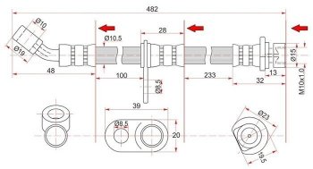 Тормозной шланг задний SAT (левый) Honda Accord 6 CF седан дорестайлинг (1997-2000)