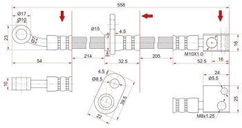 Тормозной шланг передний SAT (правый) Honda Fit Aria GD рестайлинг седан (2005-2009)