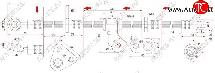 1 699 р. Тормозной шланг передний SAT (правый) Honda Civic EG седан (1992-1995)  с доставкой в г. Пермь