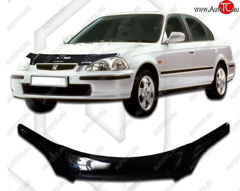 2 159 р. Дефлектор капота (EK2, EK3, EK4, EK9) CA-Plastic Honda Civic EJ,EK,EM седан дорестайлинг (1995-1998) (Classic черный, Без надписи)  с доставкой в г. Пермь