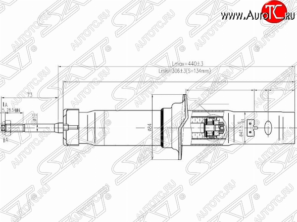 2 199 р. Амортизатор передний SAT (LH=RH)  Honda Civic  EJ,EK,EM - partner  с доставкой в г. Пермь