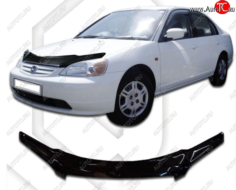 2 159 р. Дефлектор капота SD (EN2, ES9) CA-Plastiс  Honda Civic  ES (2000-2003) седан дорестайлинг (Classic черный, Без надписи)  с доставкой в г. Пермь