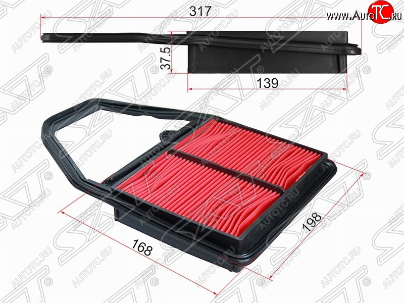319 р. Фильтр воздушный двигателя SAT  Honda Civic ( ES,  EP,  EU,  FD,  FK,FN) - Stream ( 1 RN1,RN3,  1 RN2,RN4, RN1, RN3, RN5)  с доставкой в г. Пермь