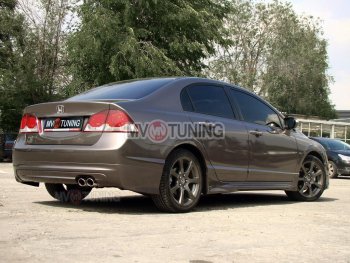 5 599 р. Накладка заднего бампера Mugen  Honda Civic  FD (2005-2011) седан дорестайлинг, седан рестайлинг (Неокрашенная)  с доставкой в г. Пермь. Увеличить фотографию 2