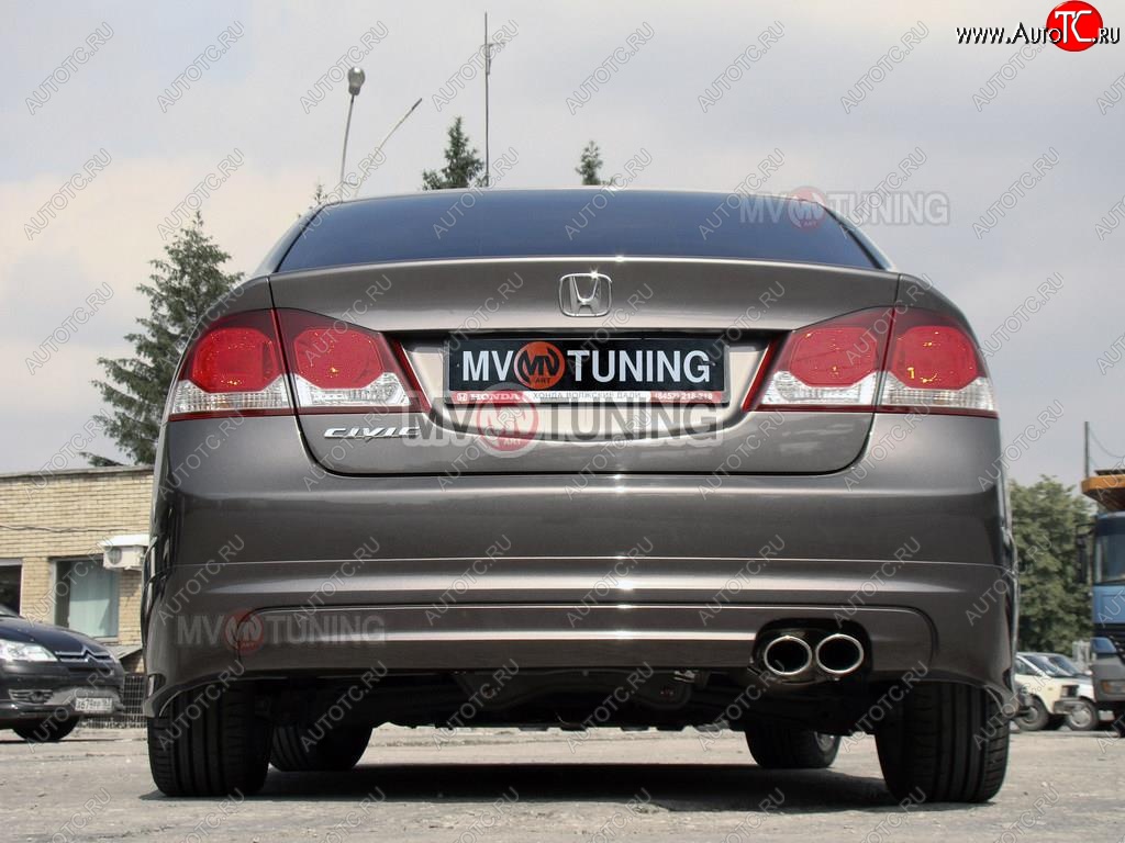 5 599 р. Накладка заднего бампера Mugen  Honda Civic  FD (2005-2011) седан дорестайлинг, седан рестайлинг (Неокрашенная)  с доставкой в г. Пермь