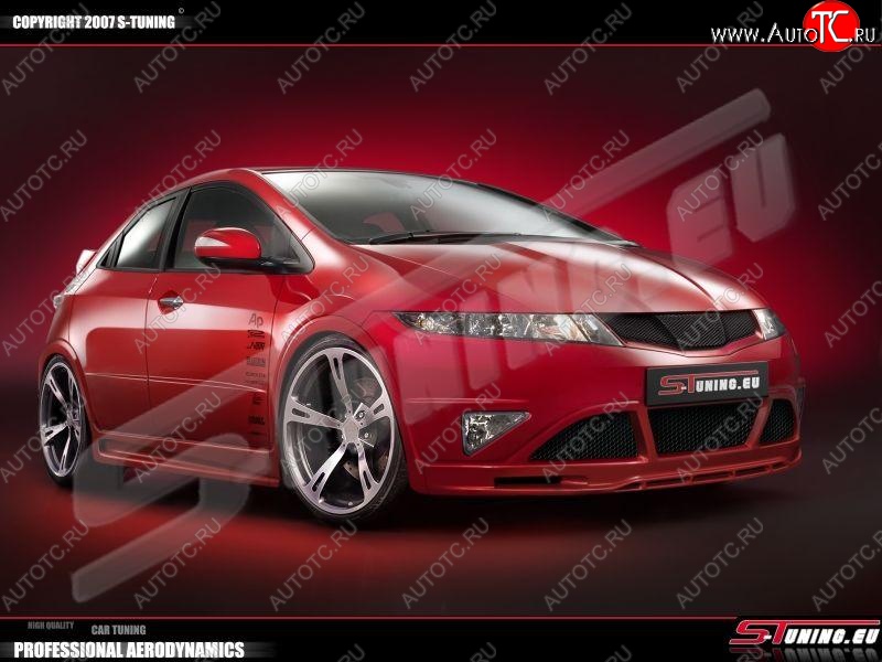 4 499 р. Пороги накладки S-tuning Honda Civic FK,FN хэтчбэк 5 дв. дорестайлинг (2005-2008)  с доставкой в г. Пермь