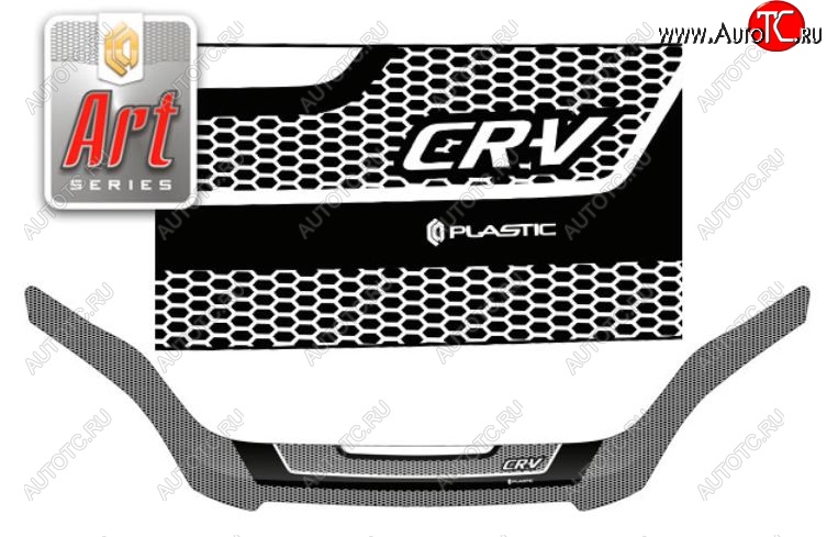 2 399 р. Дефлектор капота CA-Plastiс  Honda CR-V  RE1,RE2,RE3,RE4,RE5,RE7 (2007-2010) дорестайлинг (Серия Art белая)  с доставкой в г. Пермь