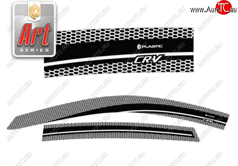 2 199 р. Дефлектор капота CA-Plastiс  Honda CR-V  RE1,RE2,RE3,RE4,RE5,RE7 (2007-2010) дорестайлинг (Серия Art серебро, Без хром.молдинга)  с доставкой в г. Пермь