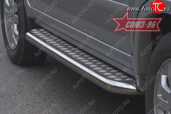 13 724 р. Защита порогов с листом Souz-96 (d60).  Honda CR-V  RE1,RE2,RE3,RE4,RE5,RE7 (2007-2010) дорестайлинг  с доставкой в г. Пермь