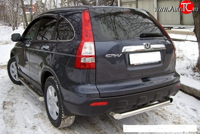 6 499 р. Защита заднего бампера из трубы диаметром 63.5 мм Металл Дизайн  Honda CR-V  RE1,RE2,RE3,RE4,RE5,RE7 (2007-2010) дорестайлинг  с доставкой в г. Пермь