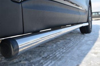Защита порогов SLITKOFF (Ø 63 мм, нержавейка) Honda CR-V  RE1,RE2,RE3,RE4,RE5,RE7 (2007-2010) дорестайлинг (С заглушками на торцах, в)