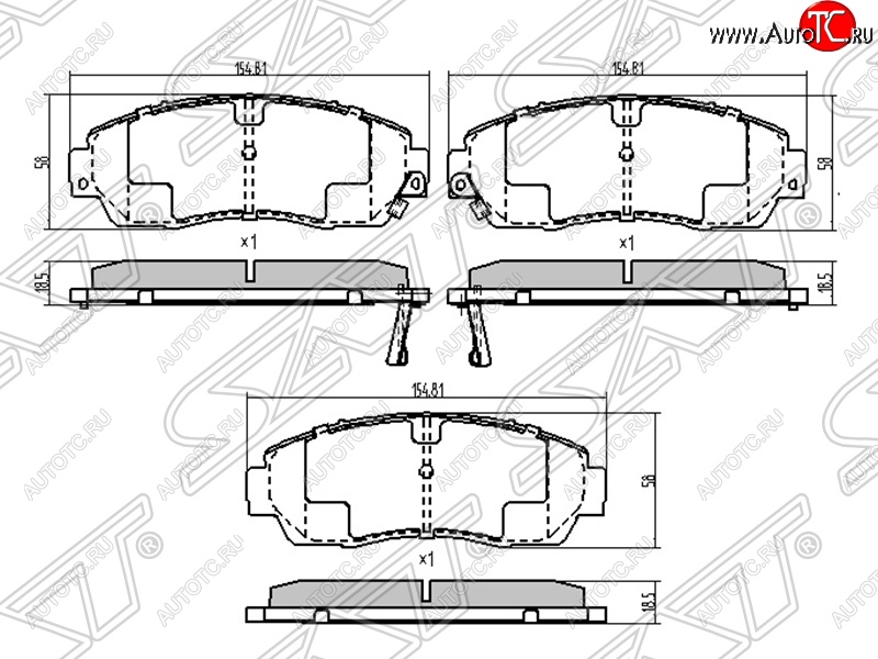 1 099 р. Колодки тормозные передние SAT Honda CR-V RE1,RE2,RE3,RE4,RE5,RE7 дорестайлинг (2007-2010)  с доставкой в г. Пермь