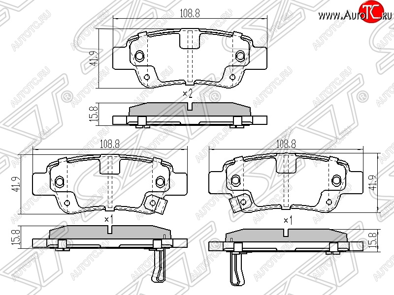 669 р. Колодки тормозные задние SAT Honda CR-V RE1,RE2,RE3,RE4,RE5,RE7 дорестайлинг (2007-2010)  с доставкой в г. Пермь