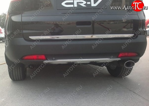 9 749 р. Накладка на задний бампер CT Honda CR-V RM1,RM3,RM4 дорестайлинг (2012-2015) (Неокрашенная)  с доставкой в г. Пермь