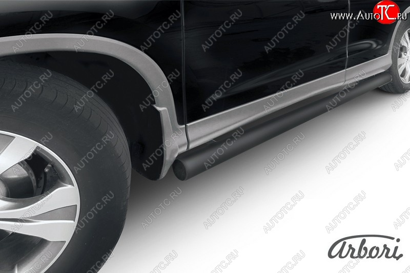 1 709 р. Защита штатных порогов Arbori (с проступью, черная, d76 mm). Honda CR-V RM1,RM3,RM4 дорестайлинг (2012-2015)  с доставкой в г. Пермь