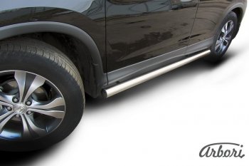 12 869 р. Защита штатных порогов Arbori (нержавейка, d76 mm). Honda CR-V RM1,RM3,RM4 дорестайлинг (2012-2015)  с доставкой в г. Пермь. Увеличить фотографию 2