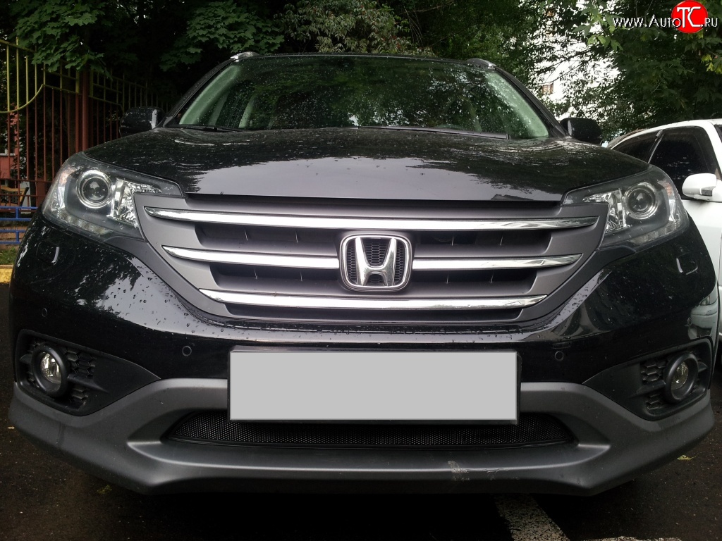 1 469 р. Сетка на бампер (2.0) Russtal (черная) Honda CR-V RM1,RM3,RM4 дорестайлинг (2012-2015)  с доставкой в г. Пермь