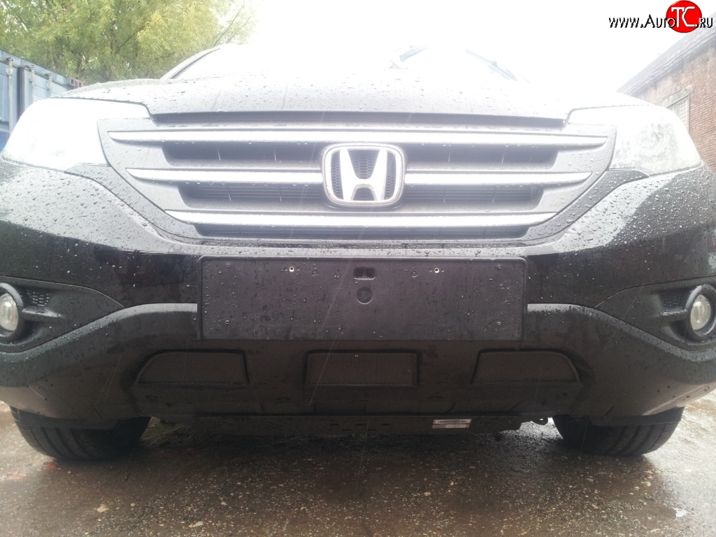 2 249 р. Сетка на бампер (2.4) Russtal (черная) Honda CR-V RM1,RM3,RM4 дорестайлинг (2012-2015)  с доставкой в г. Пермь