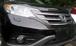 1 539 р. Сетка на бампер (2.0) Russtal (хром) Honda CR-V RM1,RM3,RM4 дорестайлинг (2012-2015)  с доставкой в г. Пермь. Увеличить фотографию 2
