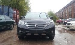 2 059 р. Сетка на бампер (2.4) Russtal (хром) Honda CR-V RM1,RM3,RM4 дорестайлинг (2012-2015)  с доставкой в г. Пермь. Увеличить фотографию 3