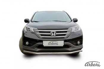 11 699 р. Защита переднего бампера Arbori (нержавейка, 1 труба d57 mm). Honda CR-V RM1,RM3,RM4 дорестайлинг (2012-2015)  с доставкой в г. Пермь. Увеличить фотографию 2