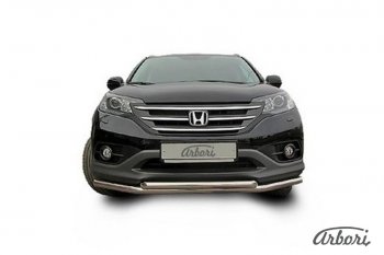 14 579 р. Защита переднего бампера Arbori (нержавейка, 2 трубы d57 и 57 mm)  Honda CR-V  RM1,RM3,RM4 (2012-2015) дорестайлинг  с доставкой в г. Пермь. Увеличить фотографию 2