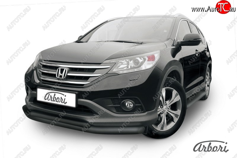 8 459 р. Защита переднего бампера Arbori (черная, 2 трубы d76 и 57 mm)  Honda CR-V  RM1,RM3,RM4 (2012-2015) дорестайлинг  с доставкой в г. Пермь