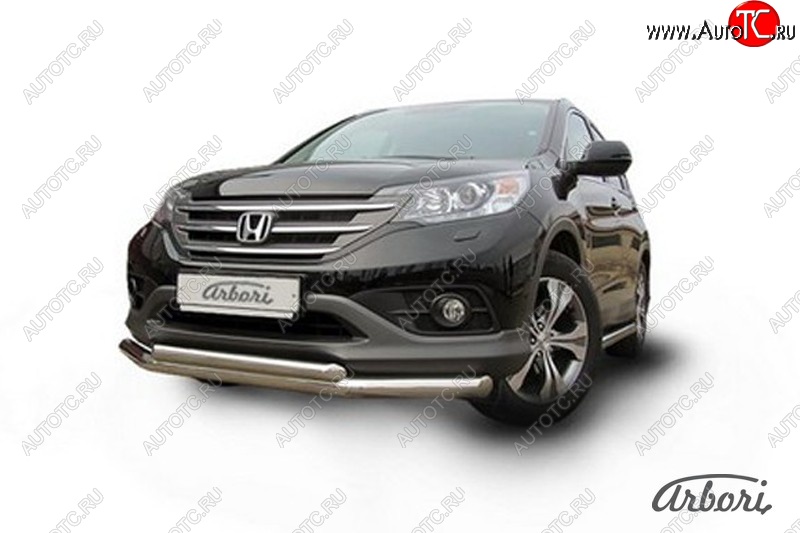 15 839 р. Защита переднего бампера Arbori (нержавейка, 2 трубы d76 и 57 mm) Honda CR-V RM1,RM3,RM4 дорестайлинг (2012-2015)  с доставкой в г. Пермь