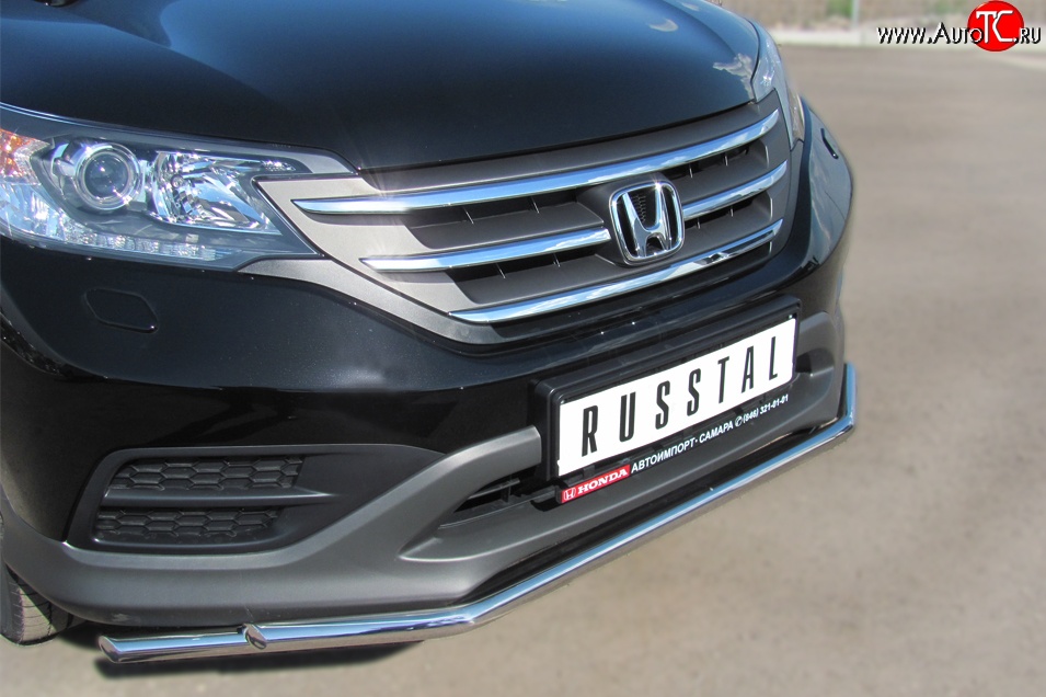 15 999 р. Защита переднего бампера (2 трубыØ42 мм, нержавейка) SLITKOFF  Honda CR-V  RM1,RM3,RM4 (2012-2015) дорестайлинг  с доставкой в г. Пермь