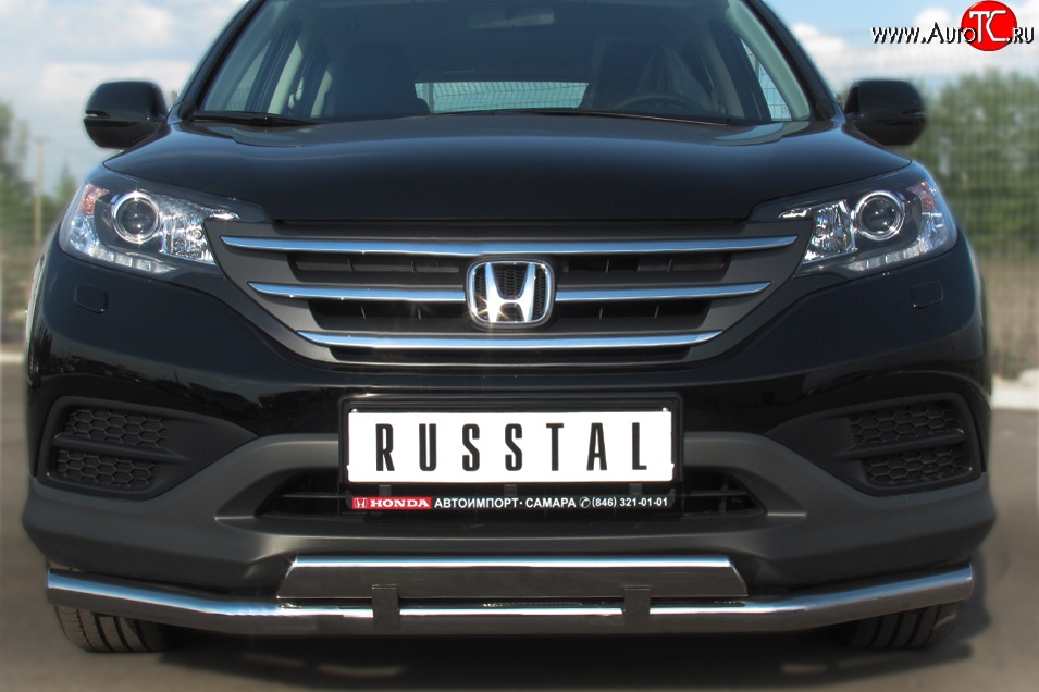 17 999 р. Защита переднего бампера (2 трубыØ63 и 42 мм, нержавейка) SLITKOFF  Honda CR-V  RM1,RM3,RM4 (2012-2015) дорестайлинг  с доставкой в г. Пермь