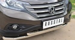 16 949 р. Защита переднего бампера (2 трубыØ63 мм, нержавейка) SLITKOFF  Honda CR-V  RM1,RM3,RM4 (2012-2015) дорестайлинг  с доставкой в г. Пермь. Увеличить фотографию 2