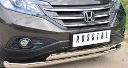 15 549 р. Защита переднего бампера (2 трубыØ76 и 75х42 мм, нержавейка) Russtal Honda CR-V RM1,RM3,RM4 дорестайлинг (2012-2015)  с доставкой в г. Пермь. Увеличить фотографию 2