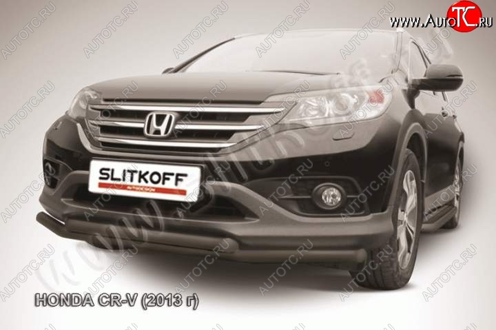 10 349 р. Защита переднего бампера из труб d57 Slitkoff (двойная)  Honda CR-V  RM1,RM3,RM4 (2012-2015) дорестайлинг (Цвет: серебристый)  с доставкой в г. Пермь