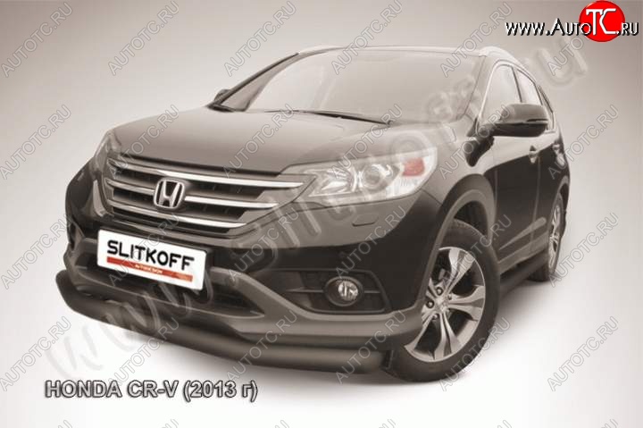 9 649 р. Защита переднего бампера из трубы d76 Slitkoff (дуга)  Honda CR-V  RM1,RM3,RM4 (2012-2015) дорестайлинг (Цвет: серебристый)  с доставкой в г. Пермь