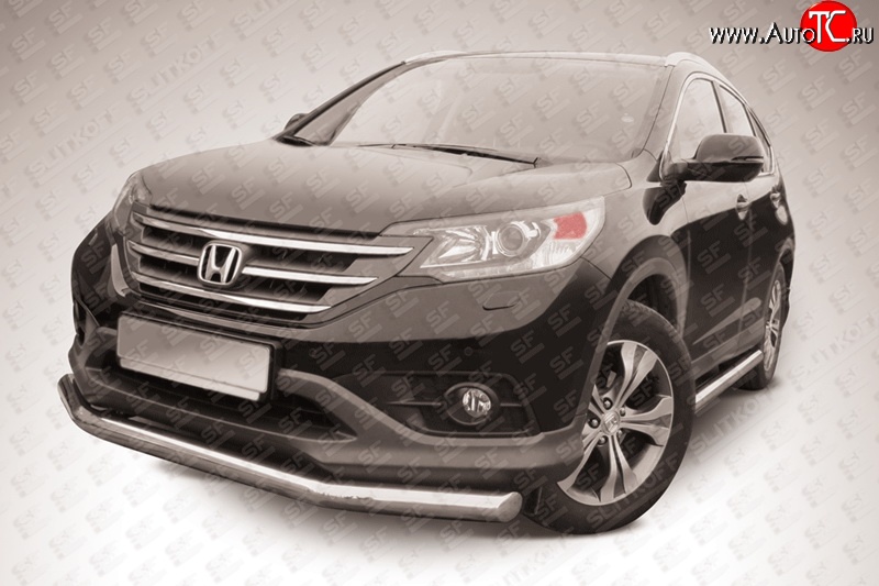 13 749 р. Одинарная защита переднего бампера диаметром 76 мм Slitkoff  Honda CR-V  RM1,RM3,RM4 (2012-2015) дорестайлинг (Нержавейка, Полированная)  с доставкой в г. Пермь