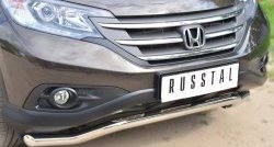 15 899 р. Защита переднего бампера (Ø63 мм волна, нержавейка, 2.4) SLITKOFF  Honda CR-V  RM1,RM3,RM4 (2012-2015) дорестайлинг  с доставкой в г. Пермь. Увеличить фотографию 2