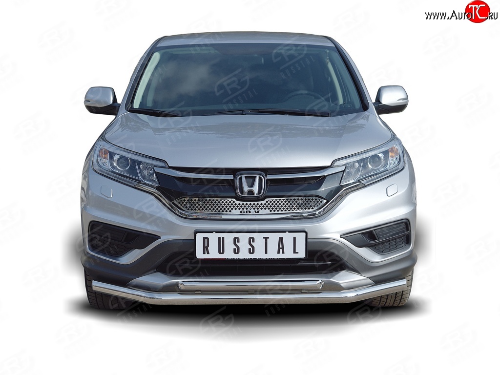 17 999 р. Двойная защита переднего бампера из труб диаметром 63 и 42 мм SLITKOFF  Honda CR-V  RM1,RM3,RM4 (2012-2015) дорестайлинг  с доставкой в г. Пермь