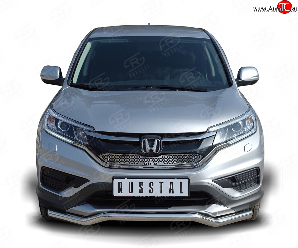 16 249 р. Защита переднего бампера (Ø63 мм волна, нержавейка, 2.0) SLITKOFF  Honda CR-V  RM1,RM3,RM4 (2012-2015) дорестайлинг  с доставкой в г. Пермь