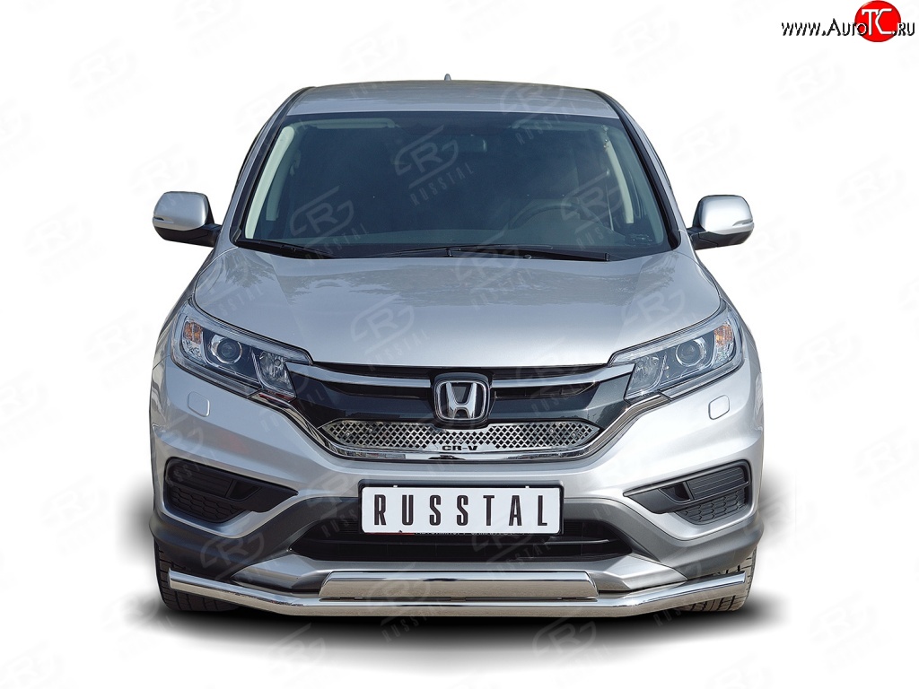 13 999 р. Защита переднего бампера (2 трубы Ø63 и 75х42 мм, нержавейка) Russtal Honda CR-V RM1,RM3,RM4 дорестайлинг (2012-2015)  с доставкой в г. Пермь